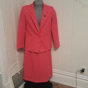 Devon Women's Suit Coat 12 Skirt 18 Coral